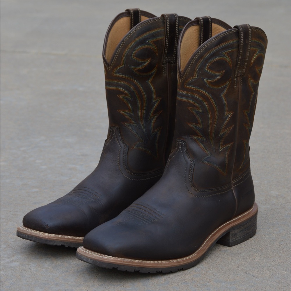 ARIAT HYBRID RANCHER WATERPROOF PULL ON WORK BOOTS - SQUARE TOE Size 11.5 Men